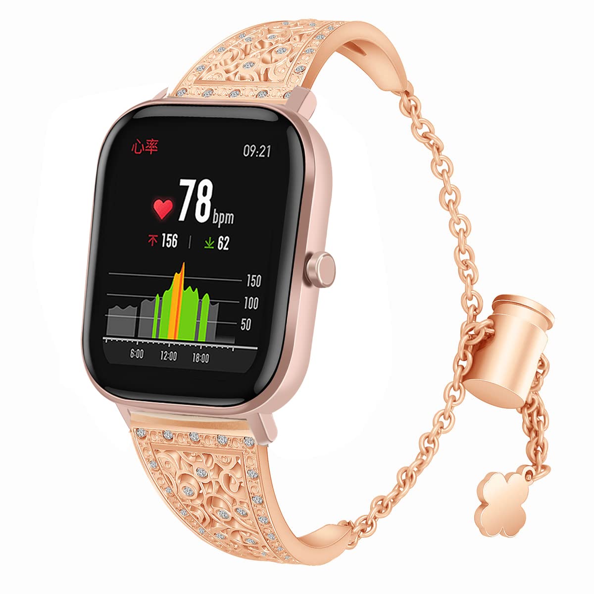 Compatible with TOOBUR IDW13/Gydom IDW13/VRPEFIT IDW13/Fitpolo IDW13/TEMINICE IDW13/Konitee IDW13/Faweio IDW13/Amzhero IDW13 Band, Replacement Bling Metal Strap Stainless Steel Metal Jewelry Bangle Wrist Strap Bracelet Rhinestone