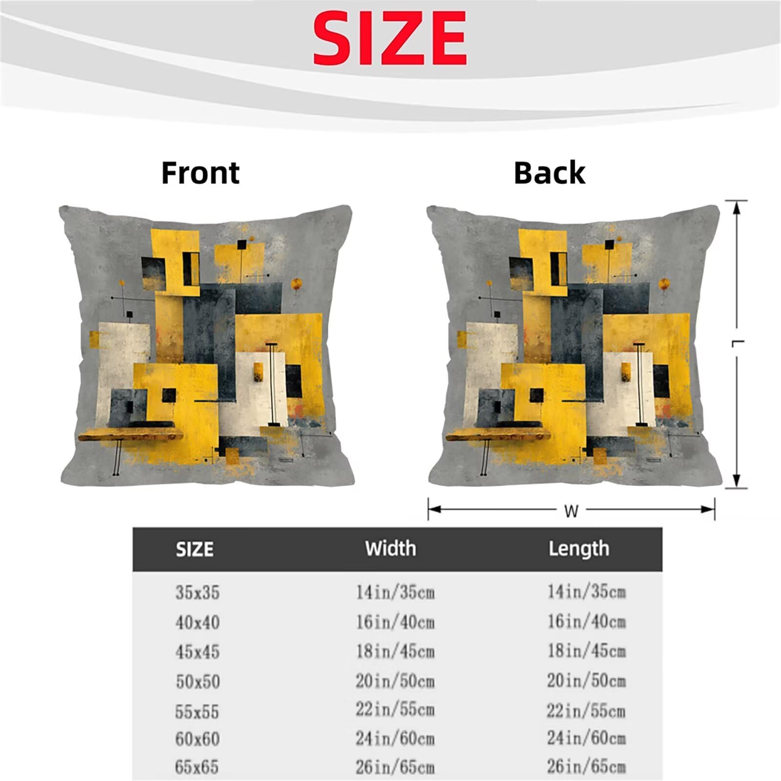Kissenbezug 65x65 Outdoor Kissenbezug 65x65CM Doppelseitiger Druck Modern Deko Sofakissen Bezug Geometrie Quadrat Kopfkissen Bezug für Frühling Sofa Bett Deko, Geschenke für Frauen (Samt) BZ-18135