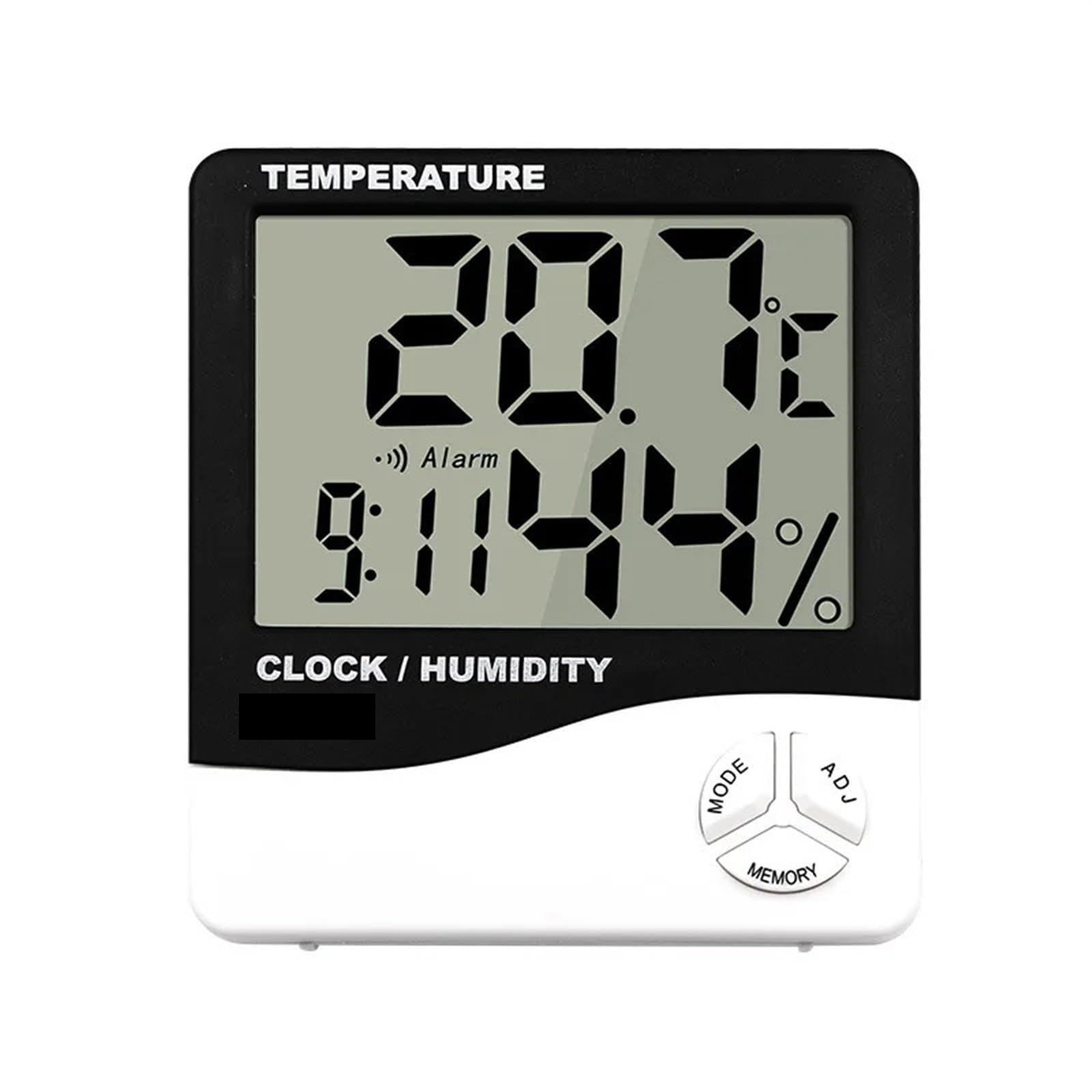 Higrómetro digital de interior, Termómetro de habitación 20 piezas Medidor de humedad de precisión Reloj despertador for niños Negro Blanco