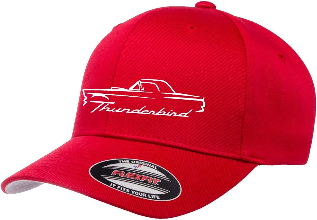 1955 56 57 Ford Thunderbird Hardtop Classic Outline Design Athletic Baseball Fitted Hat Cap