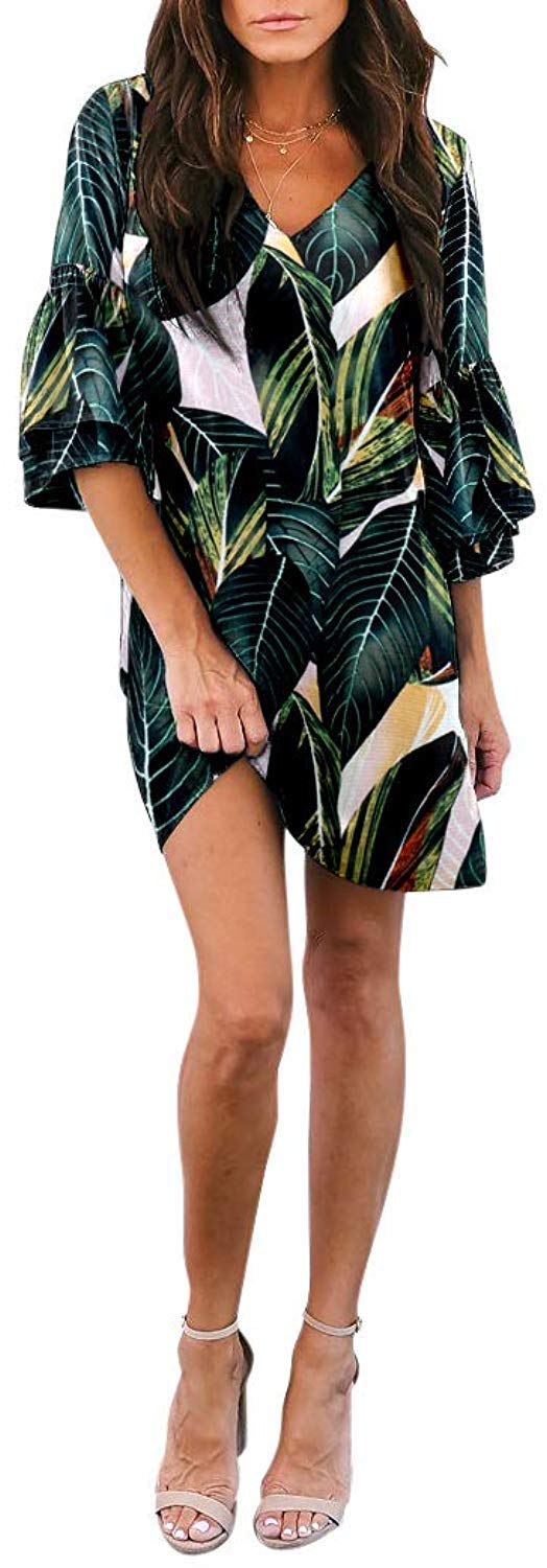 Leaf print dress
