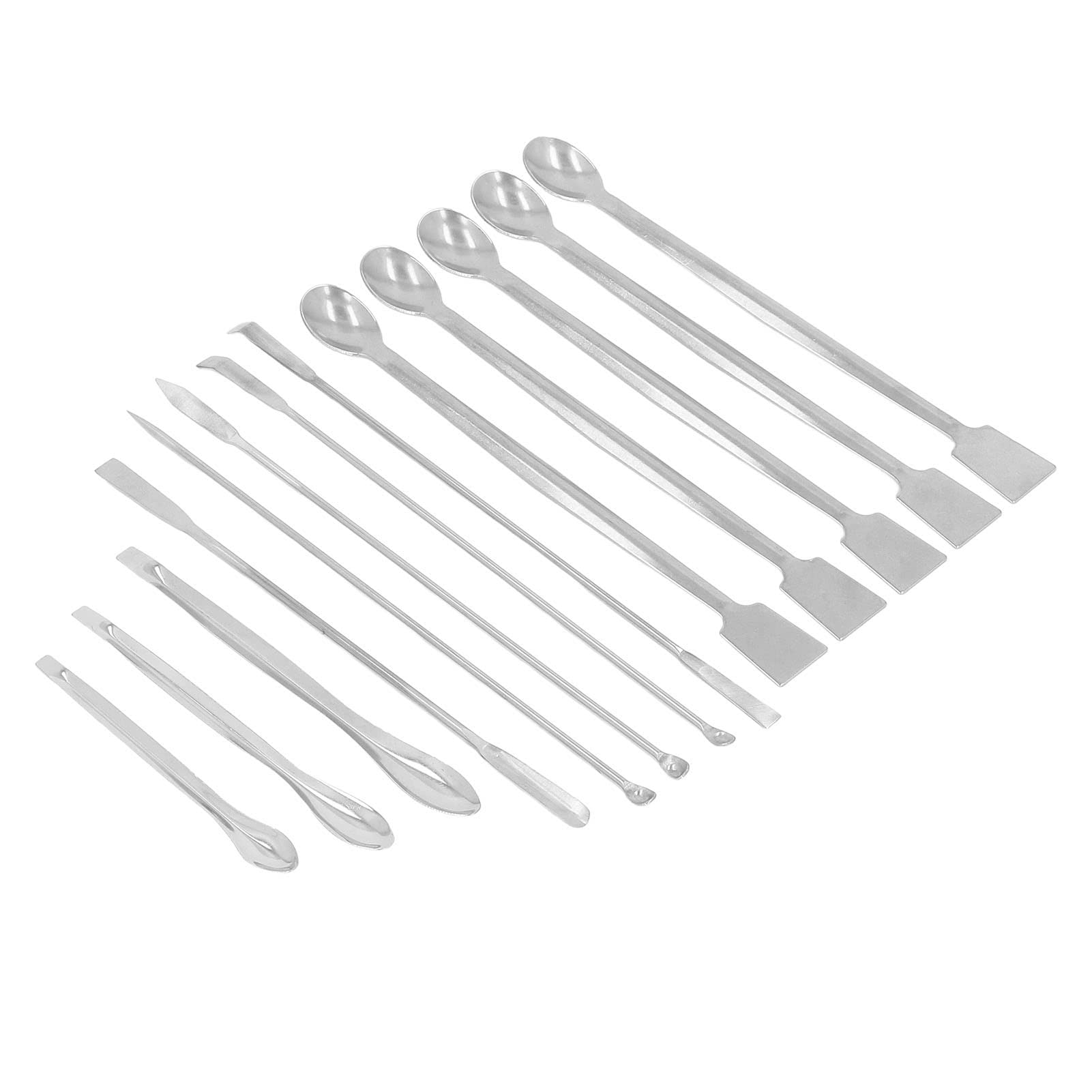 Mixing Spatula Spoon Medicine 13pcs Lab Sampling Spoon Scraper Lab Spoon Spatula Set Stainless Steel Laboratory Transport with Storage Bag