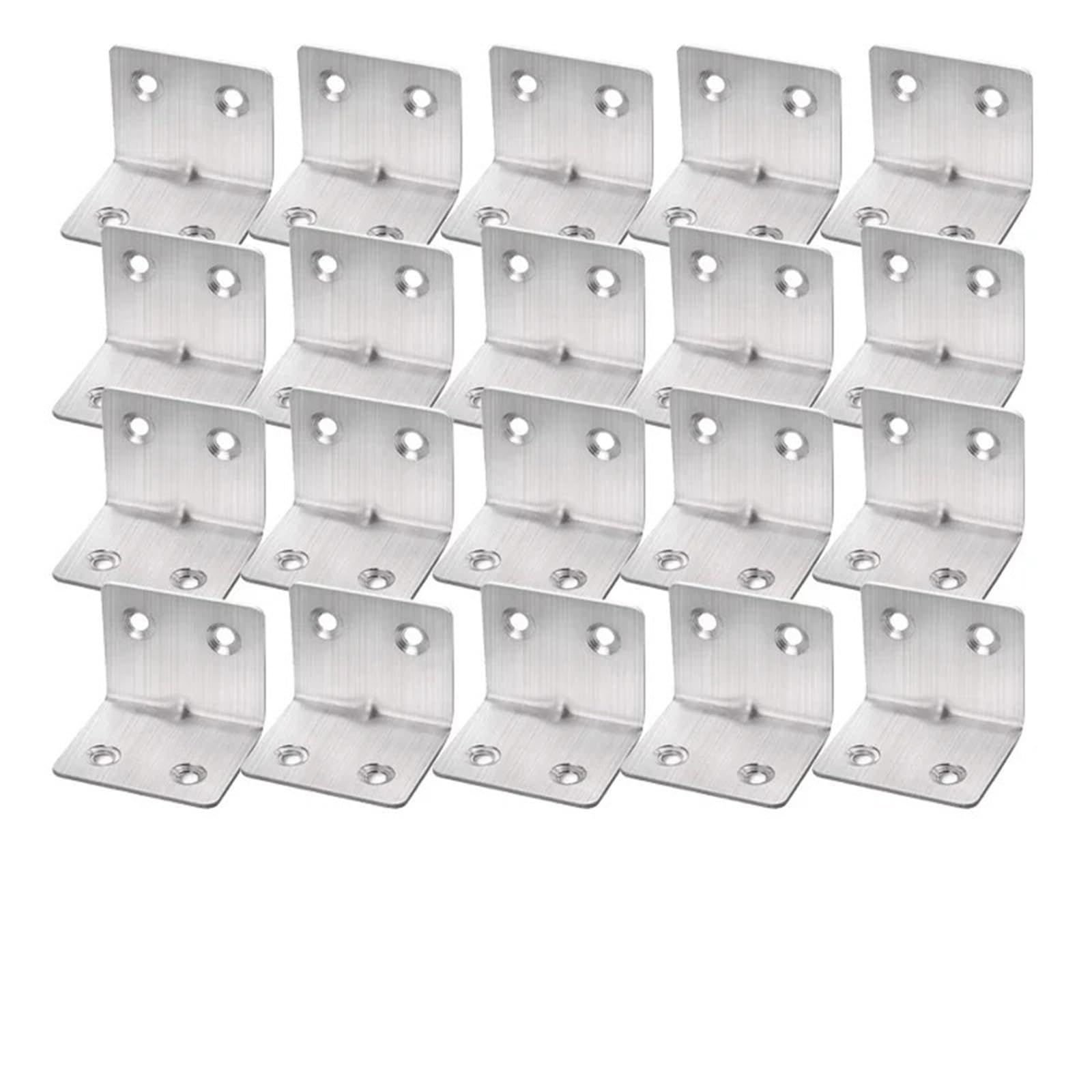 Corner Code Universal Stainless Steel Corner Bracket 90 Degree L-Shaped Right Angle Fixed Brace Fastener for Wood Furniture Bedframe Cabinet(20PCS-(4 Holes))