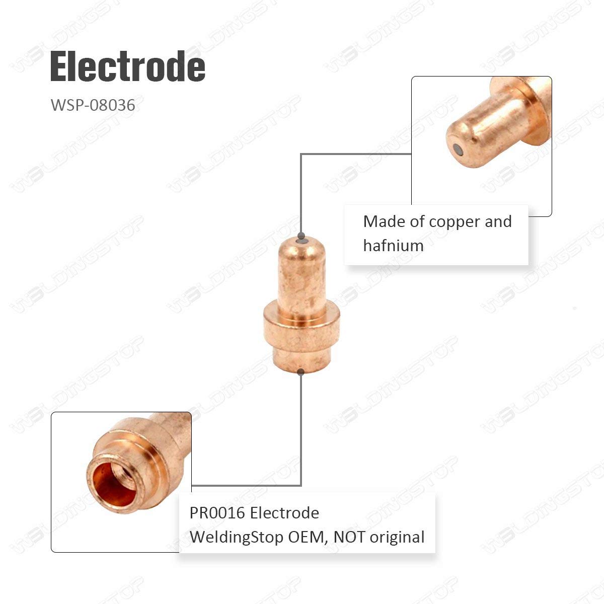 PR0016 PD0088-11 - Boquilla de punta de electrodo para consumibles de antorcha Trafimet CB50 PKG-20