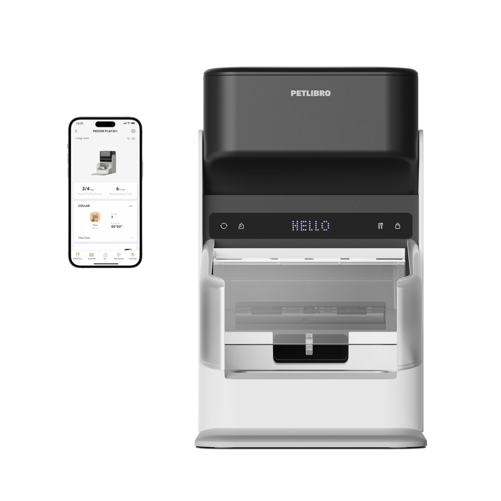 PETLIBRO Automatic Cat Feeder with RFID Collar Sensor, 5G&2.4G Wi-Fi Programmable Cat Food Dispenser, Cats Recognition & Diet Tracking for Multi-Pet