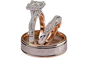 2 CT Princess Cut Eternity Bridal Ring Set, Engagement & Wedding Anniversary...