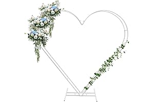 6.7 FT×6.7 FT White Metal Heart Shaped Wedding Arch Ceremony Photo Backdrop