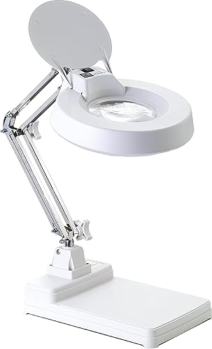 Gynnx Lámpara de aumento LED, lámpara de escritorio con lupa 10X, lente de lupa de 5 pulgadas con 120 LED brillantes, base de soporte resistente y