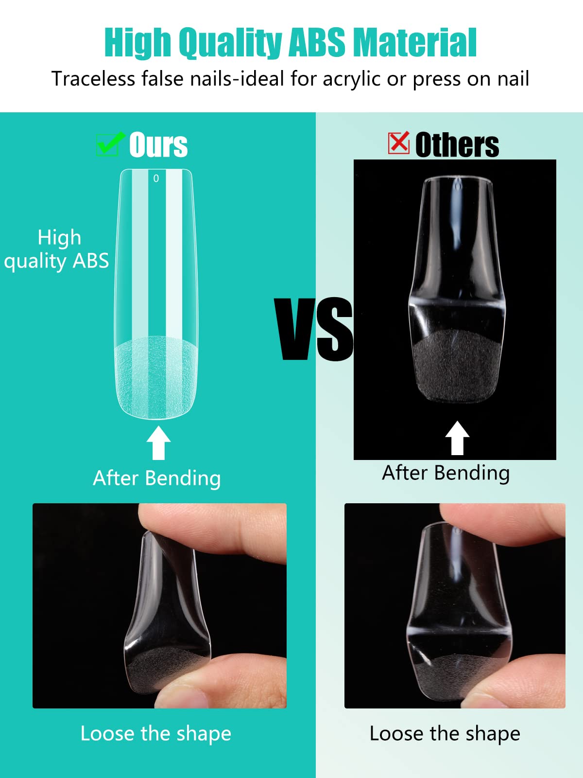 Deciniee Nail Tips: 240pcs 12 Sizes Full Coverage Long Square Nails Tips, Clear Acrylic False Nail - Image 4