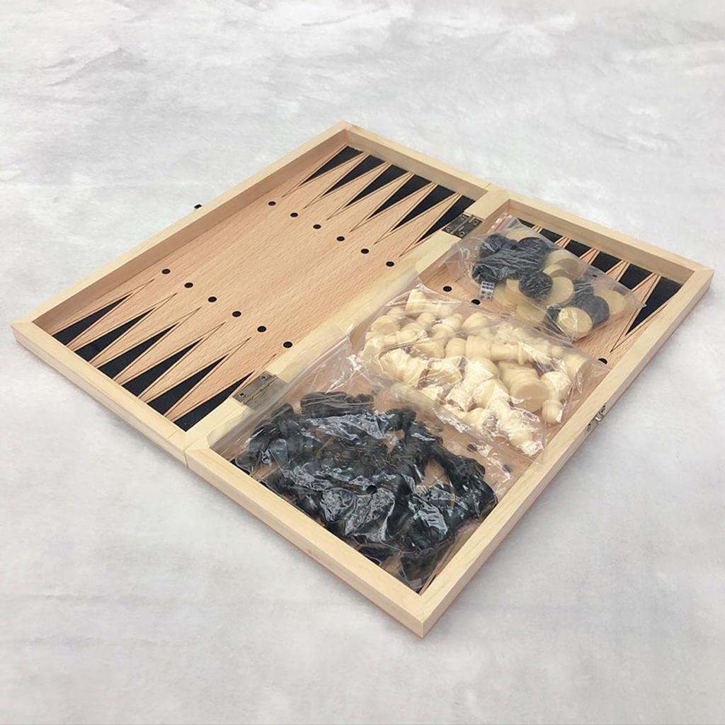 Jeu D'échecs Portable en Bois, Jeu Classique pour Adultes, Noir + Blanc, 39x39cm