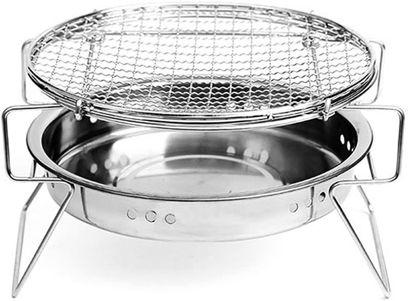 Linkeria Portable Charcoal BBQ Grill Stainless Steel Folding Camping Grill - Tabletop Outdoor Cooking