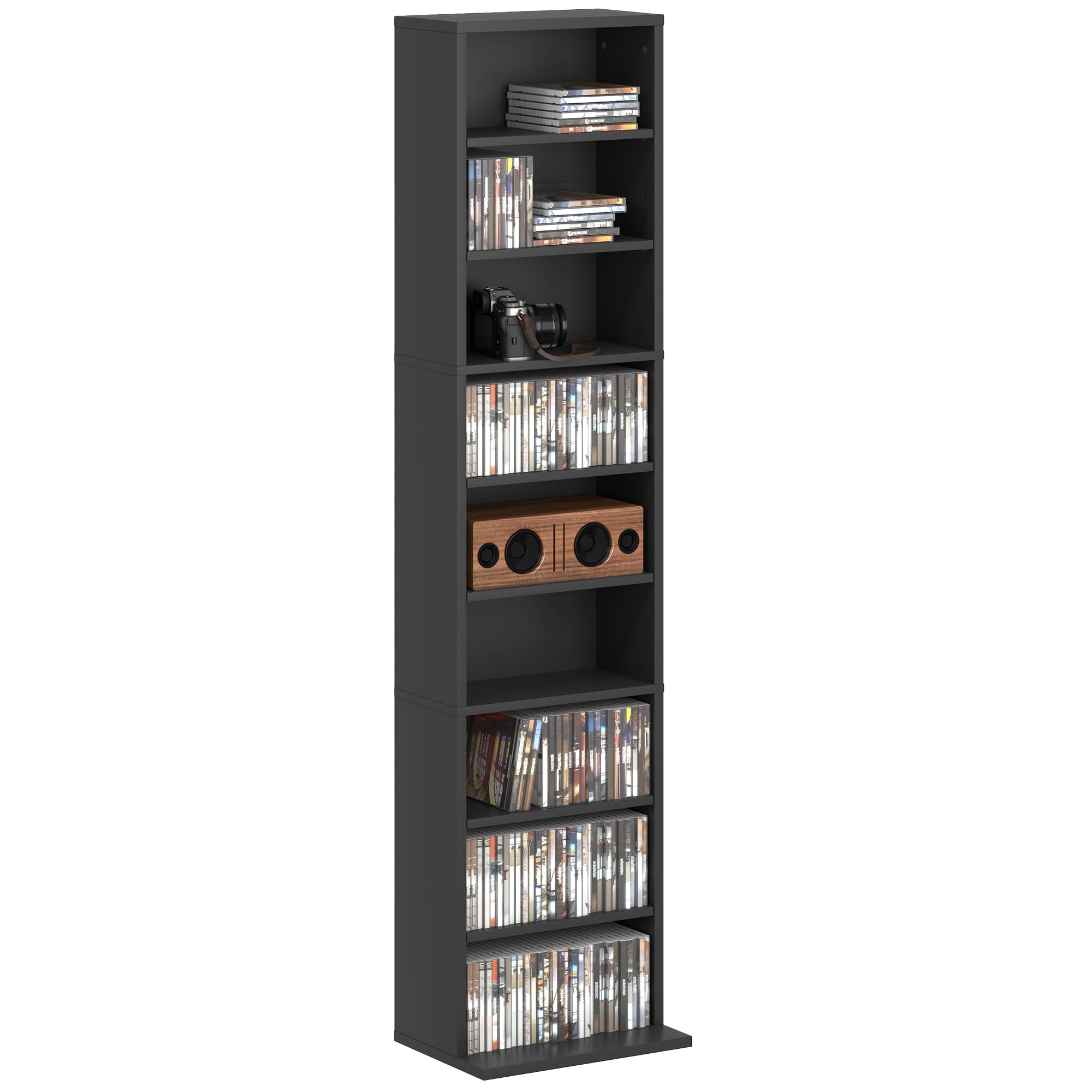 HOMCOM 260 CD/120 DVD Storage Unit with 9 Compartments,Black