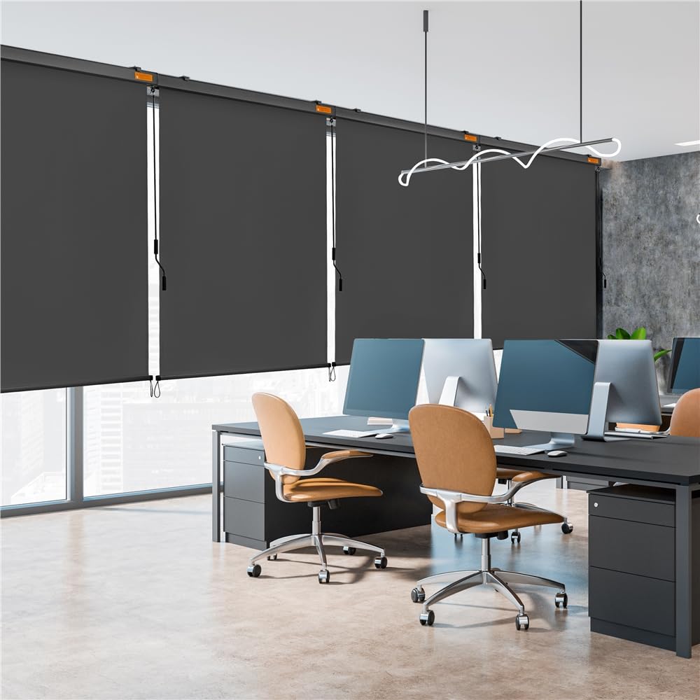 Yaheetech Store Enrouleur 250 × 160 cm Store Vertical Store Occultant avec Manivelle pour Protection Solaire Balcon Terrasse Restaurant Jardin Café Gris Foncé