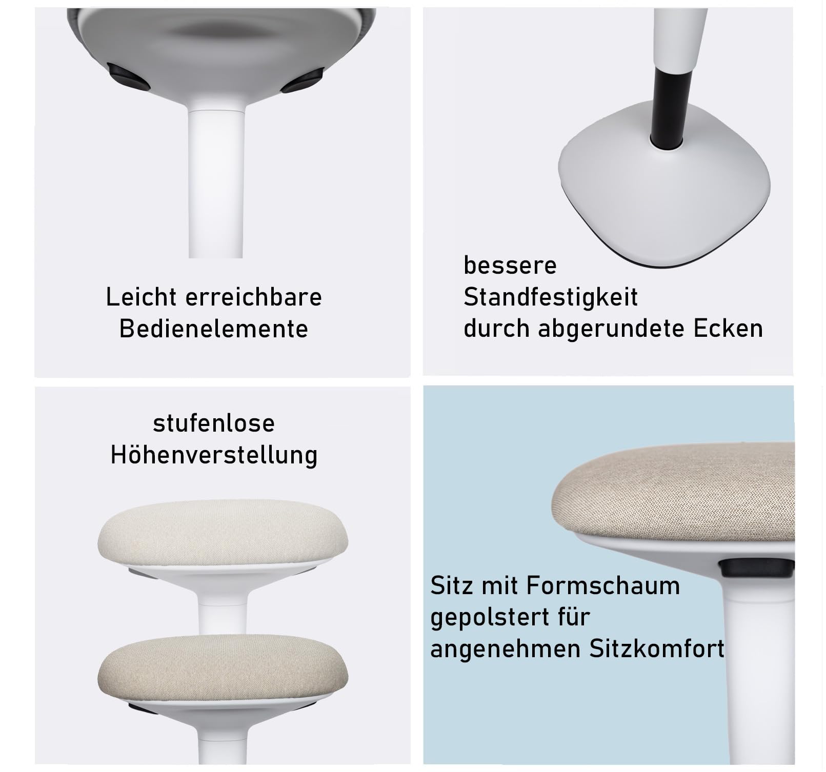 Younit ergonomiczny taboret, stołek stojący, siedzisko robocze, pomoc do siedzenia, taboret do siedzenia domowego i biura – regulacja wysokości (beżowo-brązowy, stelaż teleggre)