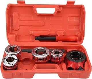 Pipe Threader Kit, Manual Pipe Threading Kit, Portable Threading Tool with Case for Threading Galvanized and Iron Pipe(Model 62B Quad)