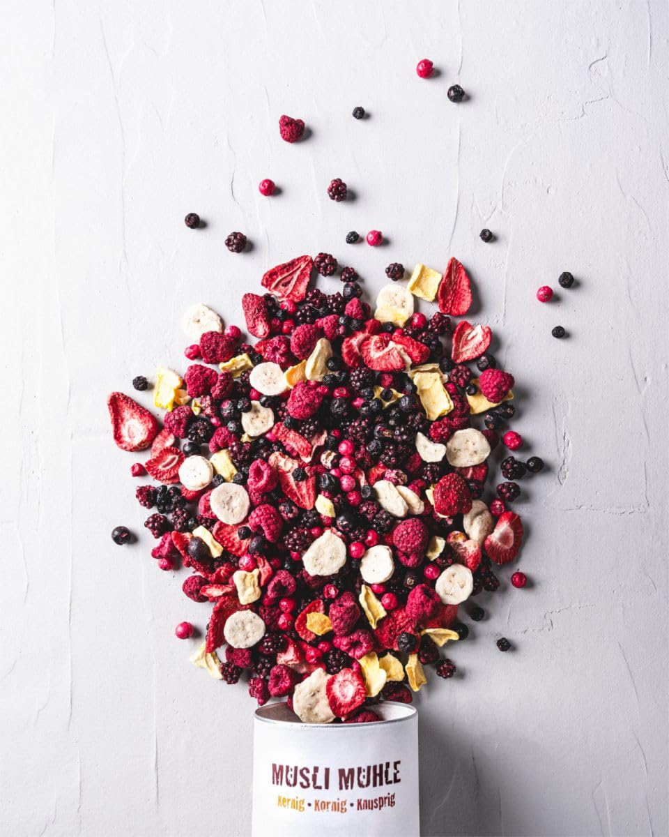 Müsli Mühle Bio Himbeeren gefriergetrocknet – ganze Frucht/Bruch – 500g | Für Müsli, Joghurt, Topping & als Snack – getrocknete Früchte – ballaststoffreich & ohne Zuckerzusatz – Trockenobst