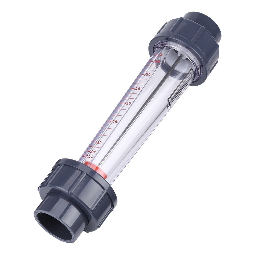 Walfront 300-3000L / H Débitmètre Coudé Tube en Plastique Rotamètre d'eau Instantané LZS-15 Débitmètre Liquide Flotteur Double