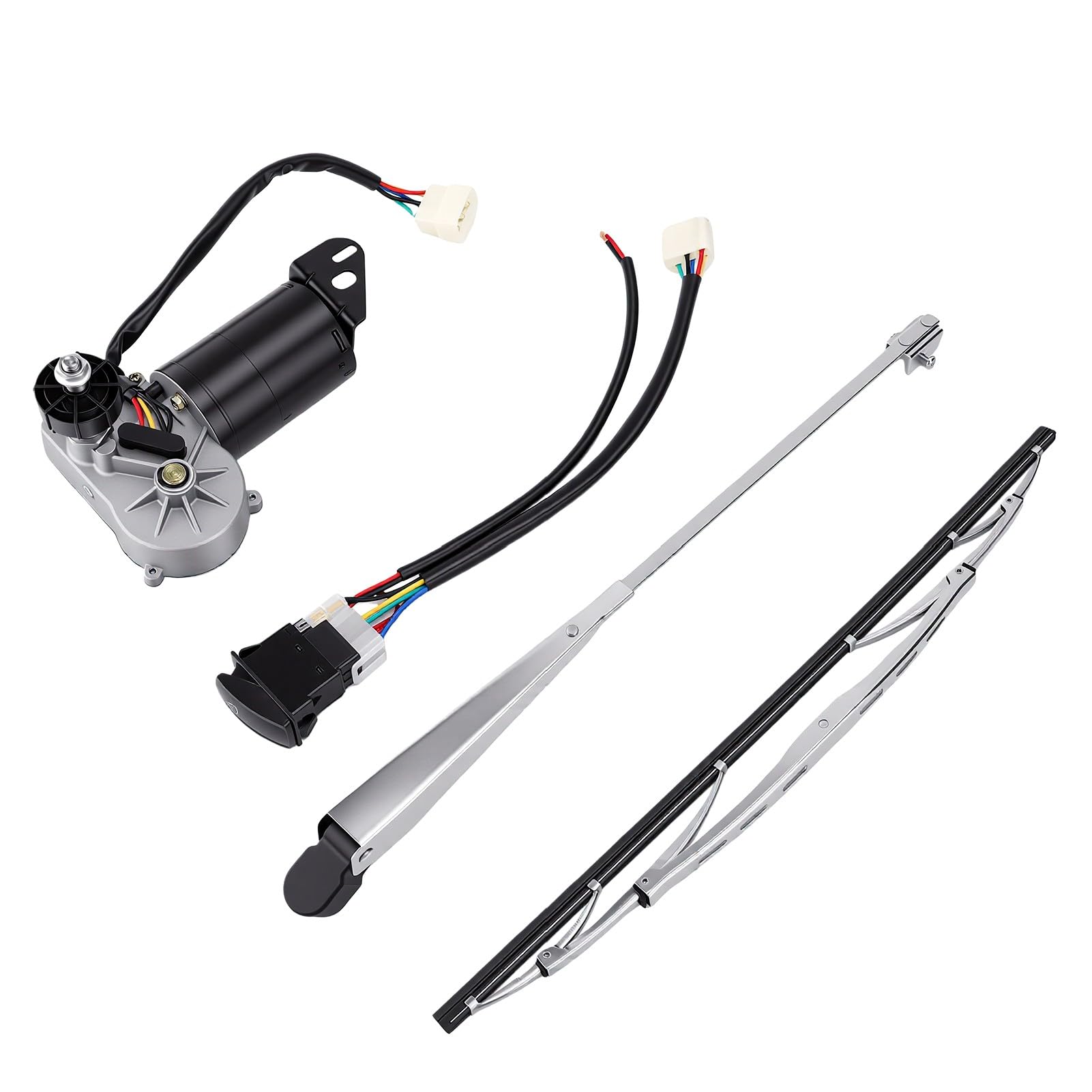 Akozon Zestaw Silnika Wycieraczki Morskiej 12V z Ostrzem 450 Mm