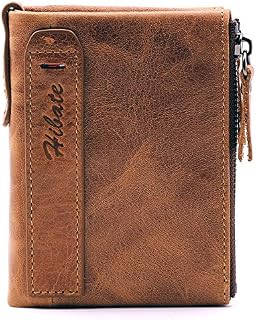 Hibate Men Leather Wallet RFID Blocking Men's Wallets Credit Card Holder Coin Pocket Purse, One_Size, A_brown