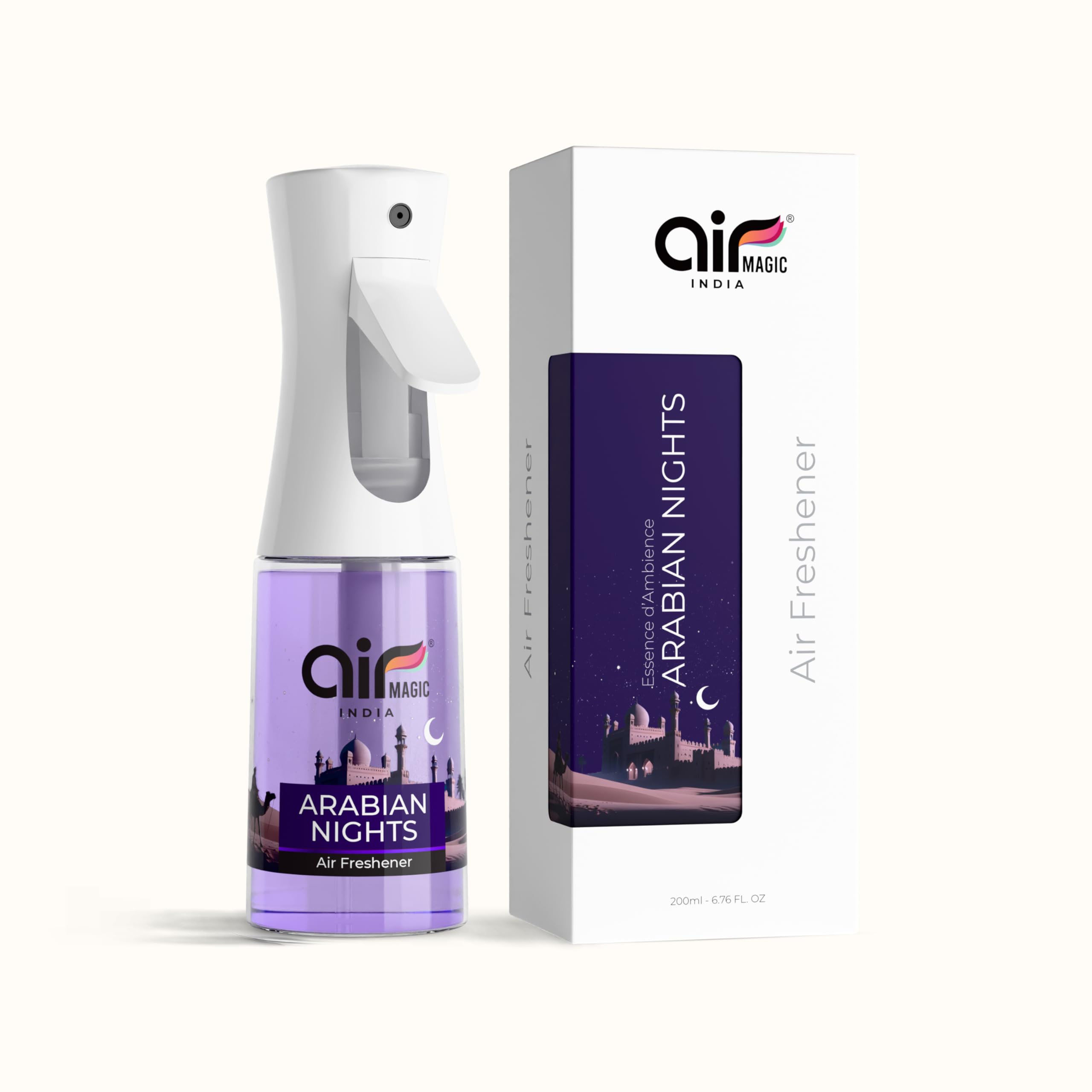 Arabian Nights | Arabic Edition | Air Magic India 200ML Liquid Air Freshener Spray | High Concentrated No-Gas Formula | Long Lasting Room, Bathroom & Office Freshener
