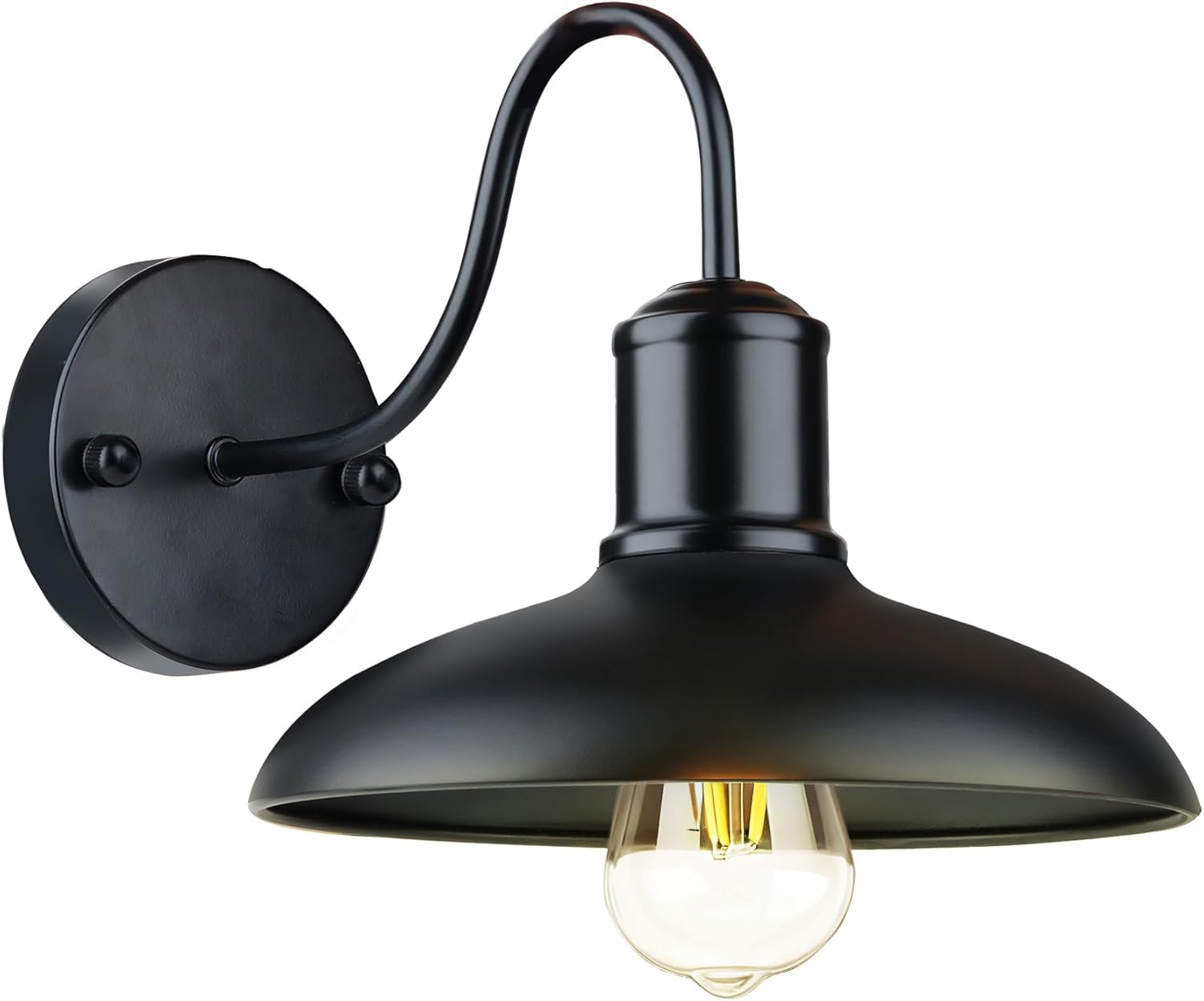 Outdoor Gooseneck Barn Lights for Farmhouse, 10 inch Wall Sconces Exterior Lighting Fixtures, Black Outside Wall Mount Light Fixture, Anti-Rust Waterproof Outdoor Lights for Porch Garage House, 2 Pack