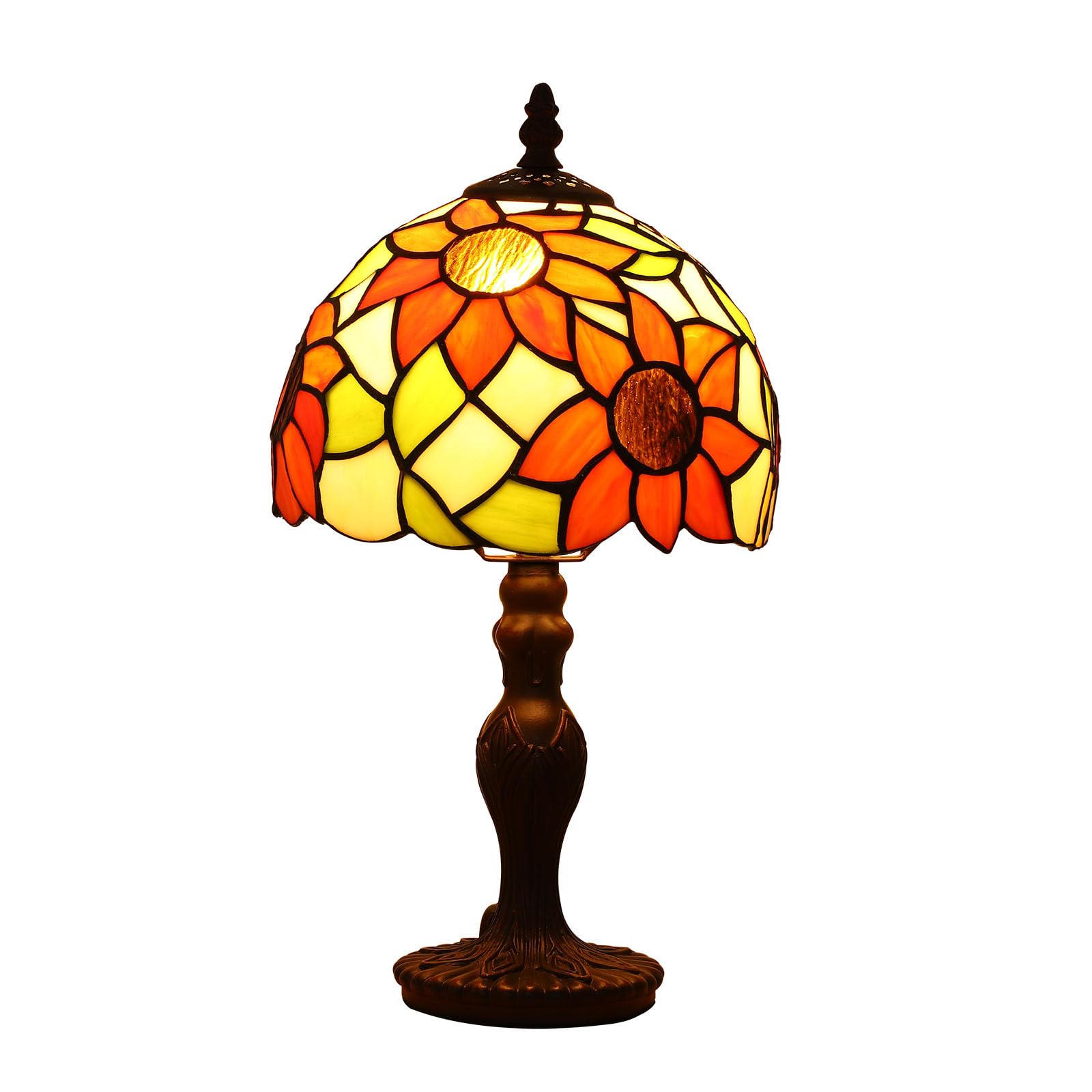 Lampada Tiffany da Tavolo con Paralume in Vetro Colorato per Soggiorno, Camera da Letto, Studio e Tavolino da Caffè