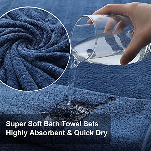 Tigona 4 Pack Bath Towels Extra Large 35"X 70"Highly Absorbent Quick Dry Large Bath Towels Oversized Microfiber Bath Sheets Soft Bulk Towels For Bathroom Kitchen Spa Hotel Gym Pet(Navy) #TOP2