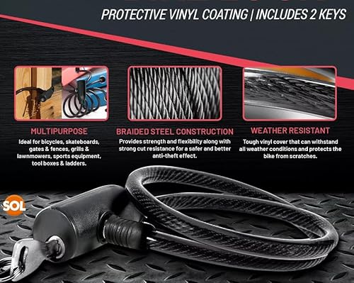 PaulStore Steel Spiral Cable Bicycle Bike Lock 2 Keys Cycle Chain PVC Non scrachable Sleve (Black) - Image 3