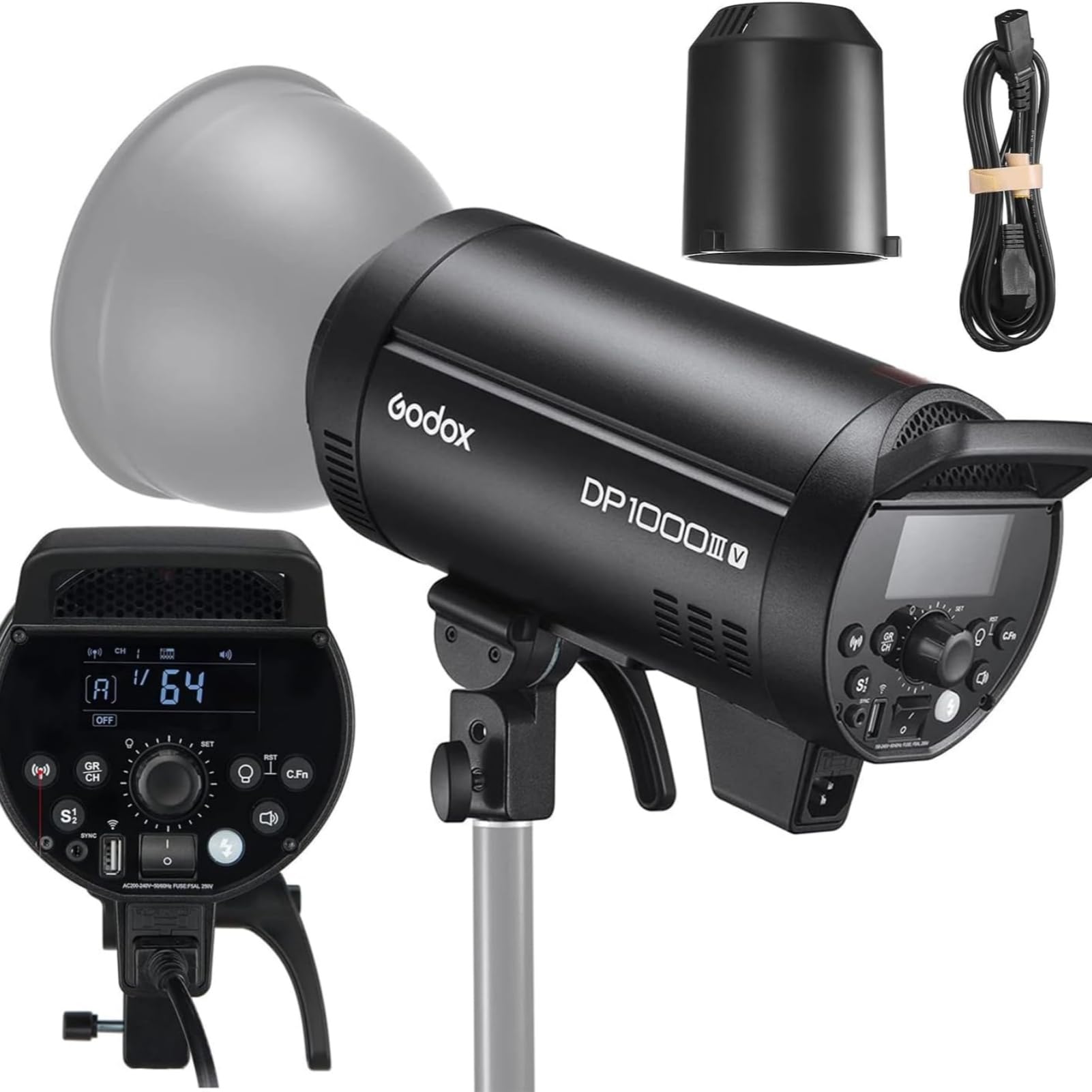 Amazon | Godox DP1000III-V ストロボ フラッシュ 1000Ws GN140 0.1-1 