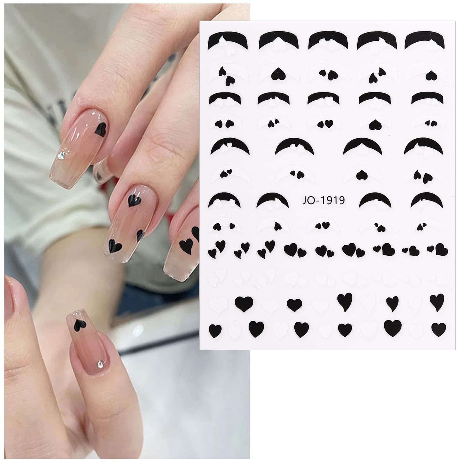 8 Blatt Nagelaufkleber Mit Herz-Motiven – Für Valentinstag, Party Und Nageldesign Zu Hause, Verschiedene Größen
