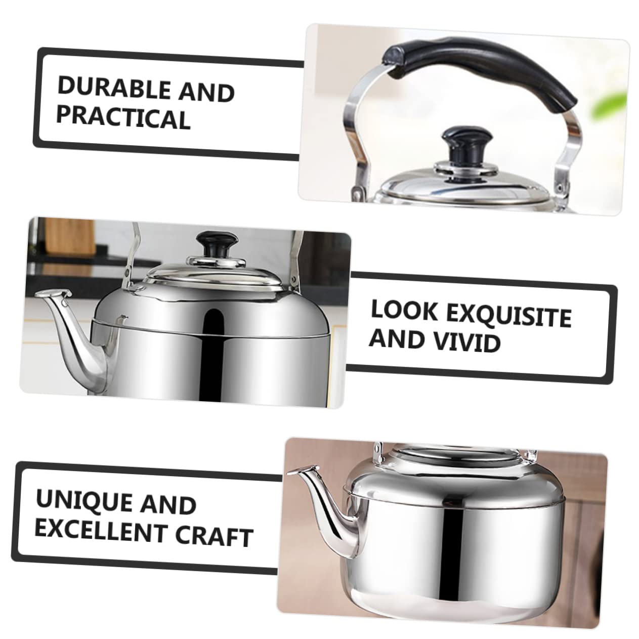 UPKOCH Tetera Silbante de Acero Inoxidable sin Imán para Cocina, Capacidad 4l, Ligera Mango de Baquelita, Adecuado para Uso Doméstico y Hervir Agua Rápido