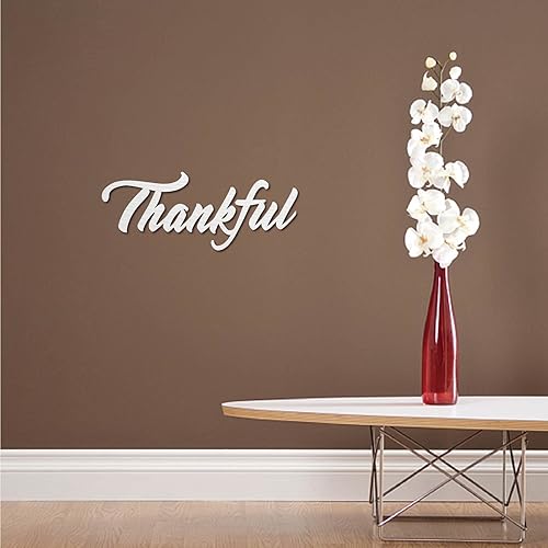 Miniatura 7 de CREATCABIN Letrero de madera con texto en inglés "Thankful" para decoración de pared, corte láser, letras sin terminar, decoración para el hogar,