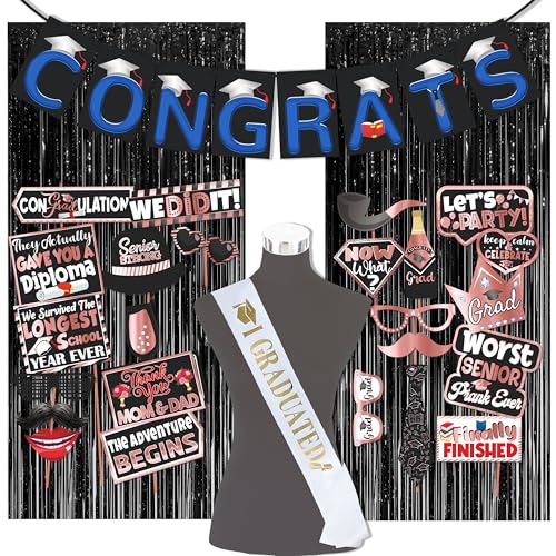 Image of Wobbox Graduation Props for Adults, Graduation Party Props, Happy Graduation Banner, Graduation Sash, Graduation Party Decorations Items (FP5050)