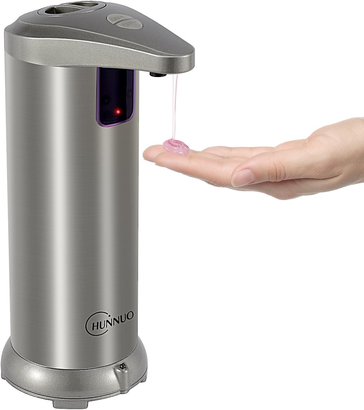 Automatic Soap Dispenser CHUNNUO Auto Soap Dispenser Sensor Soap Dispensers 280ML Stainless Steel Countertop Touchless Hand Free Soap Dispenser Motion Sensor with Waterproof Base for Kitchen and Bathroom (Silver)