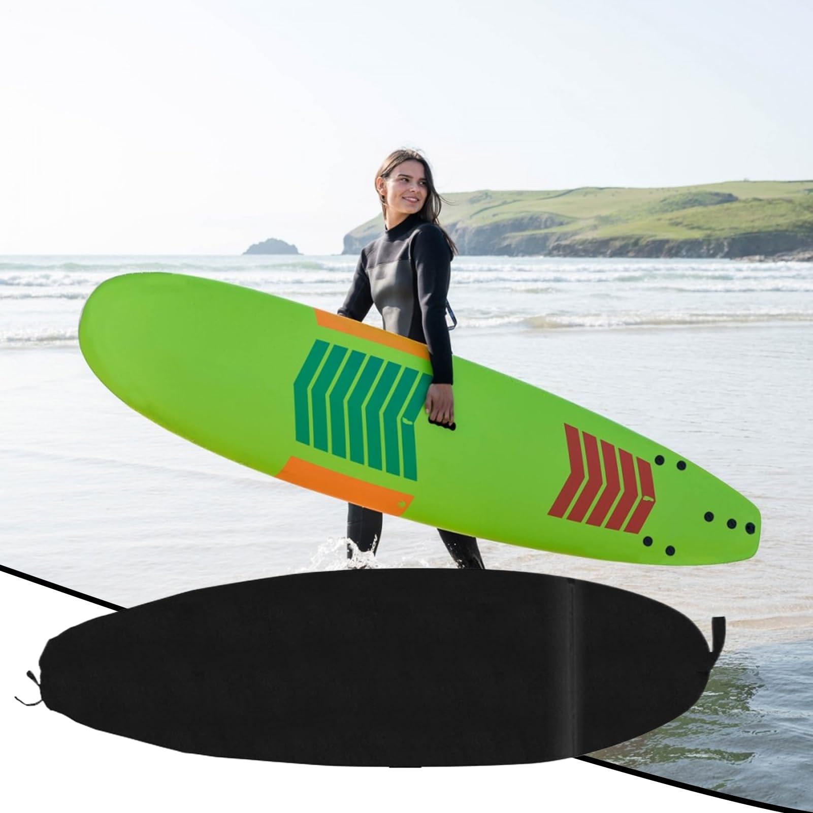 Surfbrett-Tasche kurz – Shortboard-Tasche | Surfbrett-Schutztaschen | Surfbrett-Schutztaschen | leichte Schutztasche | Aufbewahrungssocke mit Kordelzug für Männer und Frauen