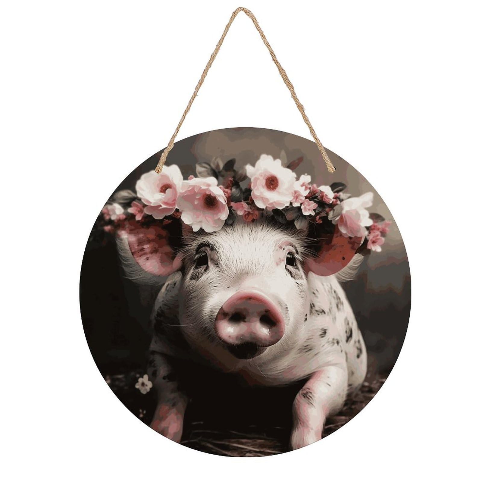 Adfgyerh Style Smiling (14) Room Decor，Round Wooden Board Painting，Wall Art，Easy To Hang，Wall Decor ，Suitable For Homes, Offices, Holidays, Bars, Cafes, And Other Venues.