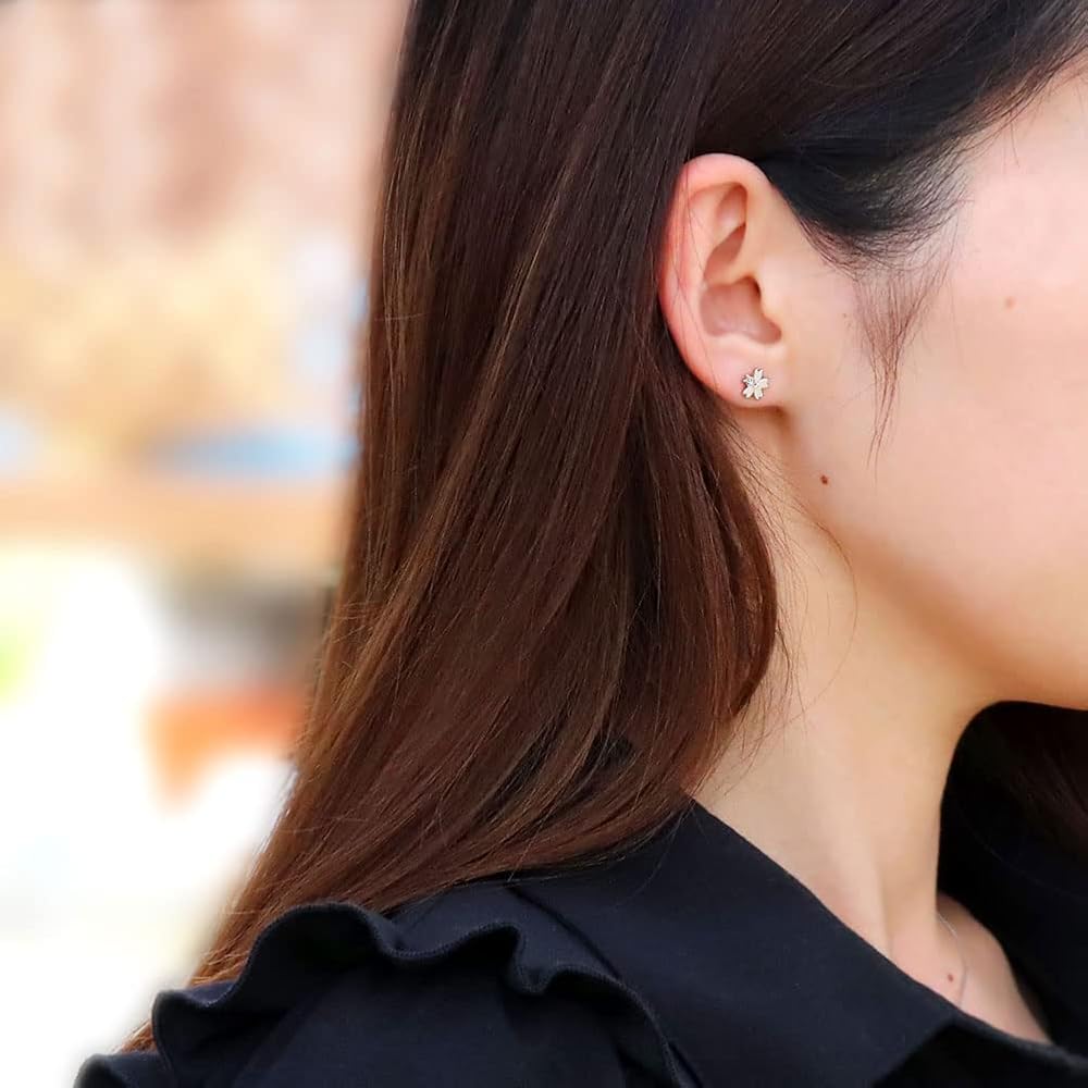 【チョコチップ】ホワイトゴールドピアス+桜ピアス Amazon | [プレジュール]ピアス レディース 人気 ホワイト