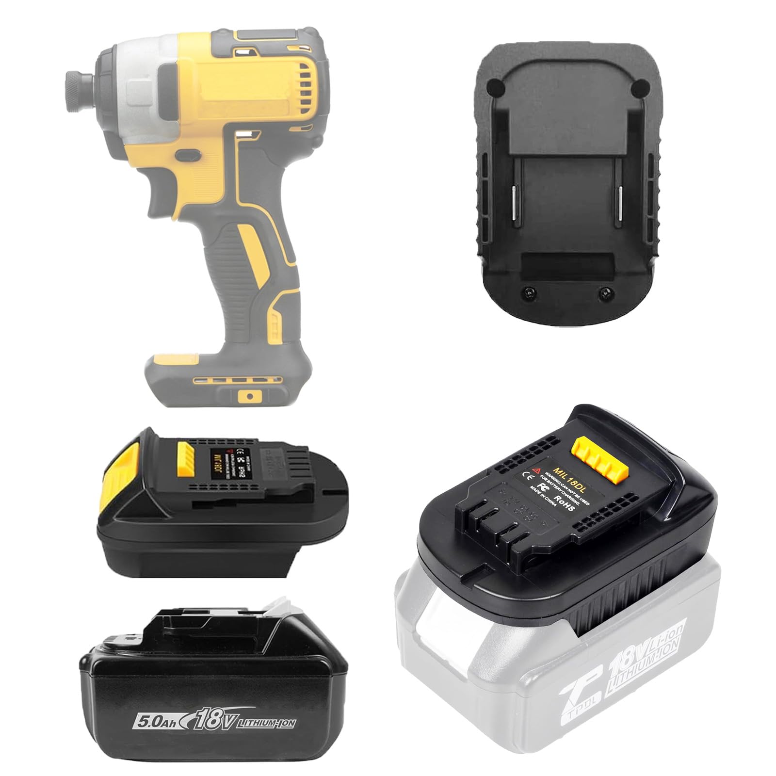 TPDL MT20DL Battery Adapter for Makita 18V Lithium-Ion Battery Convert to for DeWalt 20V Power Tool, Suitable for DeWalt 18V/20V Max Li-ion Battery Power Tools — image 1