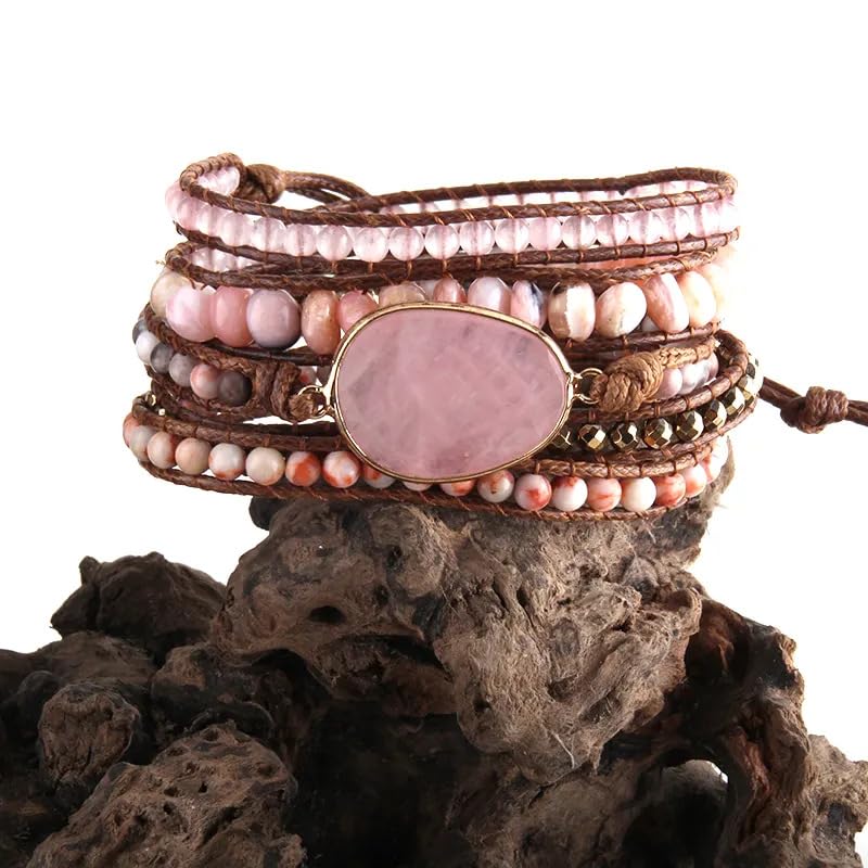 Image of Boho Stone Wrap Bracelet for Women,Turquoise Beaded Bracelet Jewelry Gift