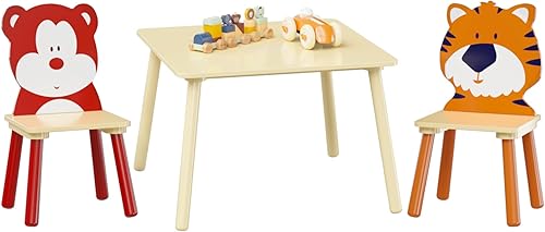 Miniatura 3 de Juego de mesa y 2 sillas para niños, juego de mesa de actividades de madera de 3 piezas, juego de mesa y silla para niños y niñas, guardería, hogar,
