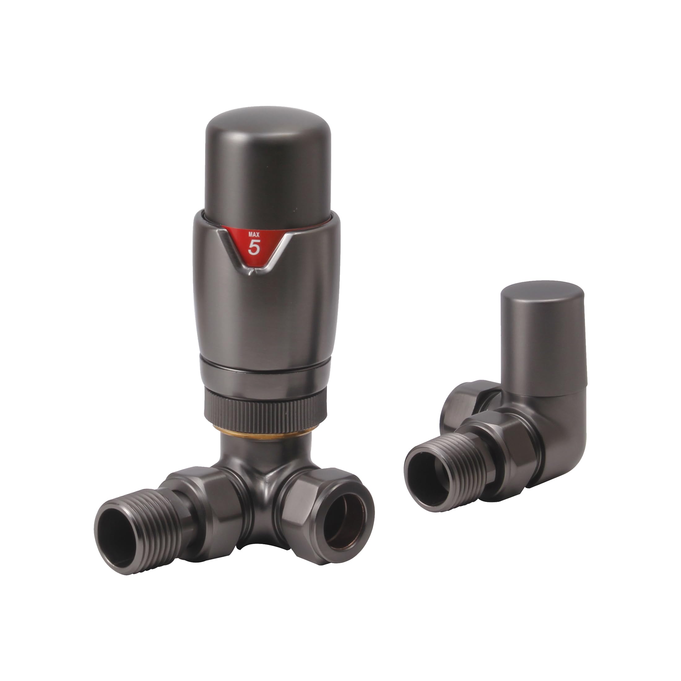 The Home Store Gunmetal Thermostatic Radiator Valve Corner - 15Mm X R 1/2" Trv & Lock Shield
