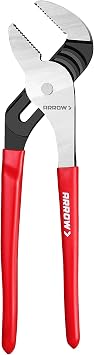 ARROW Groove Joint Pliers, 12" Adjustable Water Pump Pliers | Channel Locks Plier with 7 Jaw Positions, Serrated Jaws and Comfort Dip-grip Handle, for Plumbing Repair and Home Maintenance