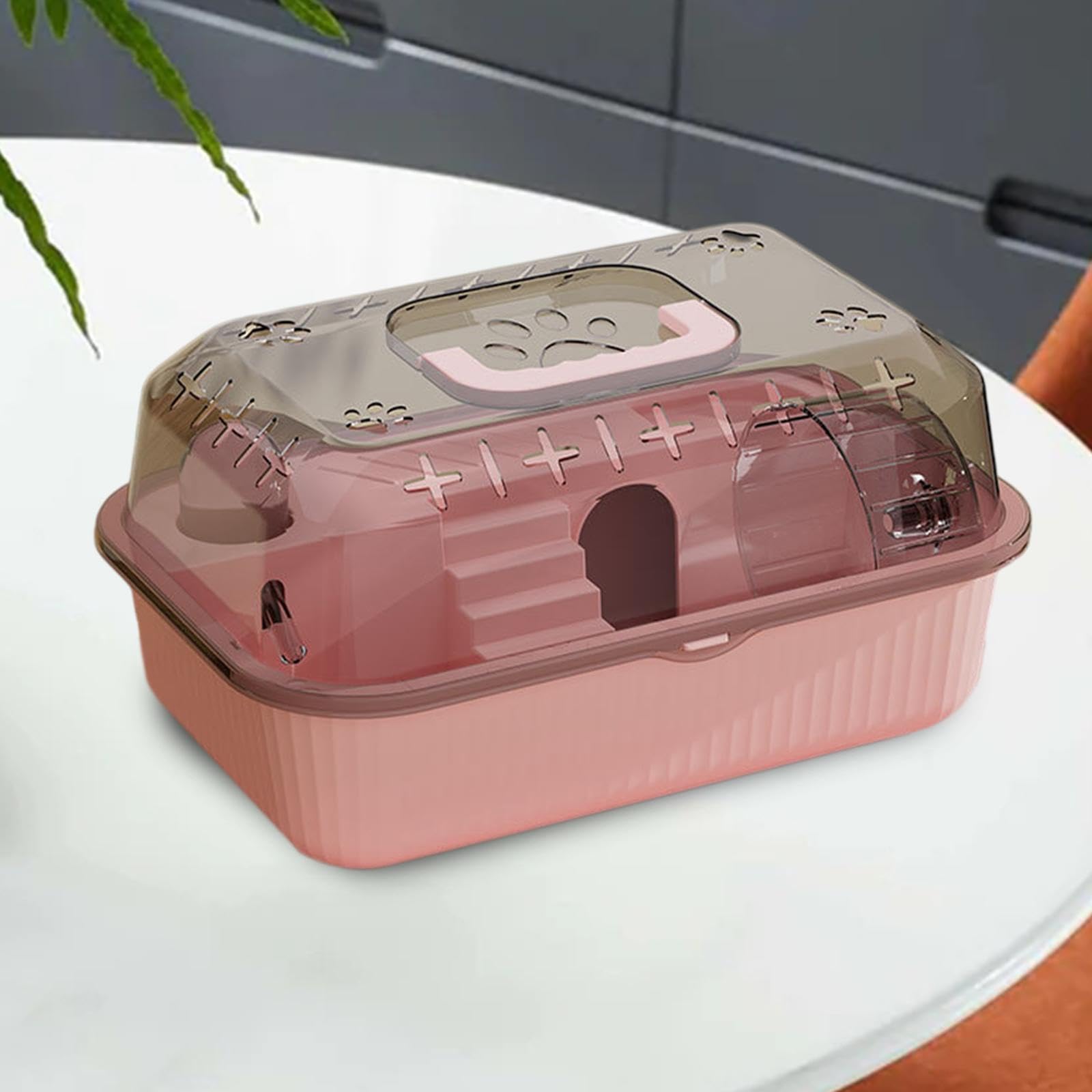 LOVIVER Petit conteneur pour Animaux de Compagnie, boîte de Transport pour Hamster, Cage Portable pour gerbilles, Rats, Planeur de Sucre, Lapin, cochons, Rose