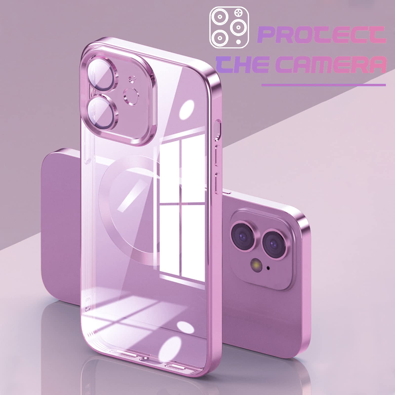 Cover Rosa MagSafe iPhone 12: Chic, Trasparente e con Portacarte