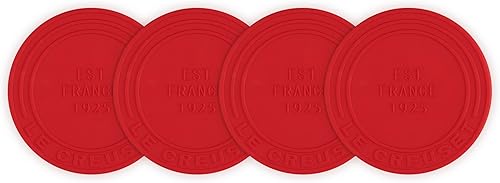 Le Creuset Posavasos de silicona (est. 1925), juego de 4, Cerise