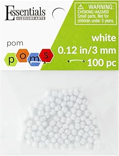 Essentials By Leisure Arts White Pom Poms - 3mm, 100 Piece Arts and Crafts Pompoms for Crafts - Puff Balls