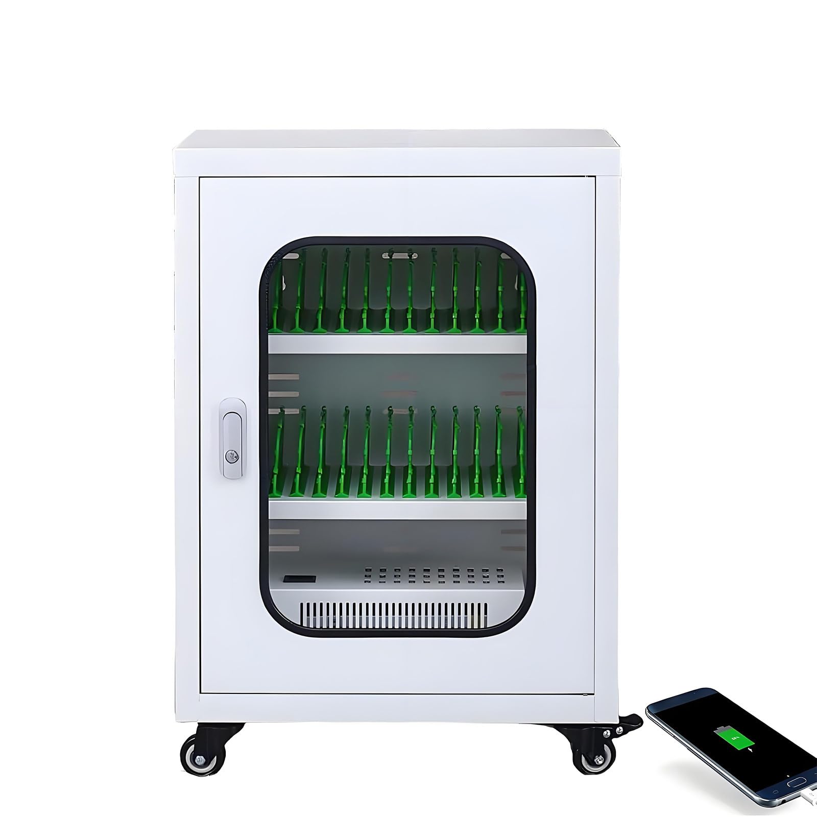 Casillero de Almacenamiento de Teléfono Recargable con Ruedas 30Slots