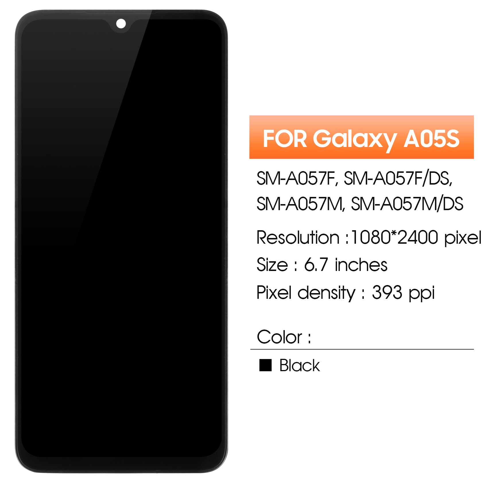 Ekran do Samsung Galaxy A05S LCD, do Samsung Galaxy A05S ekran LCD Digitizer A057 montaż dotykowy SM-A057F SM-A057M SM-A057G (czarny z ramą)