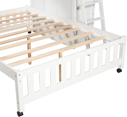 Miniatura 382 de Versatility - Litera individual sobre individual con escritorio y armario integrados, cama alta de madera maciza y plataforma independiente con