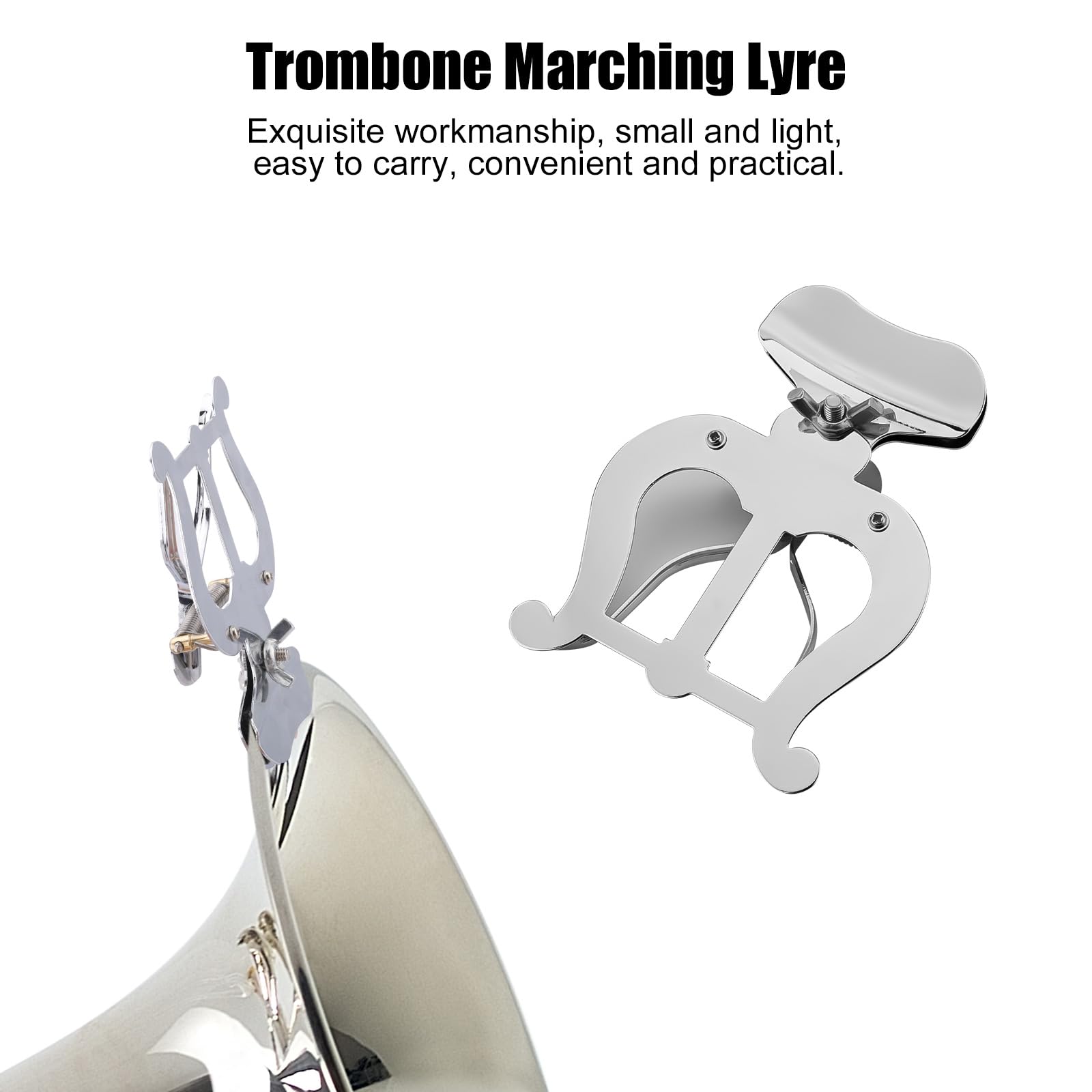 Trombone Marching Lyre Clip, Supporto a Morsetto in Argento con Borsa Portaoggetti Accessori per Strumenti Musicali Portatili per Praticare Principianti Marching Band